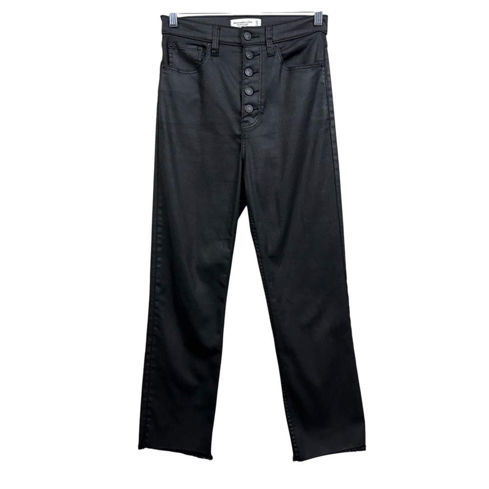 Abercrombie & Fitch Women Jeans Coated Ankle Straight Ultra HiRise Button Fly27*